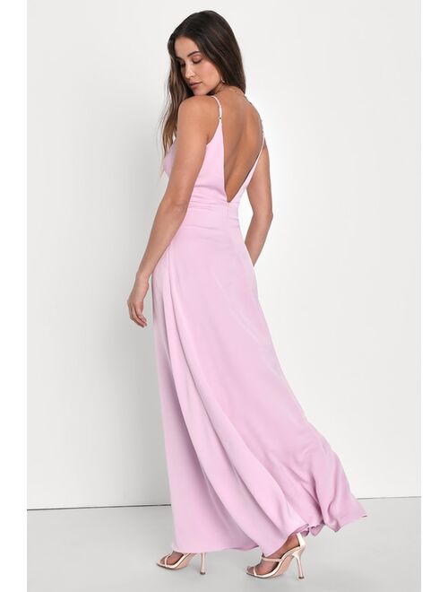 Lulus Captivating Elegance Light Pink Satin Backless Maxi Dress