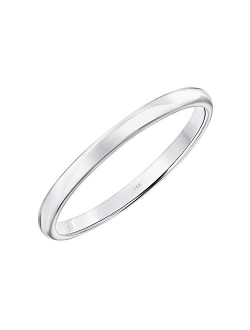 Brilliant Expressions 10K or 14K Yellow, White or Rose Gold Low Dome Comfort Fit Plain and Simple Wedding Band Ring, 2mm