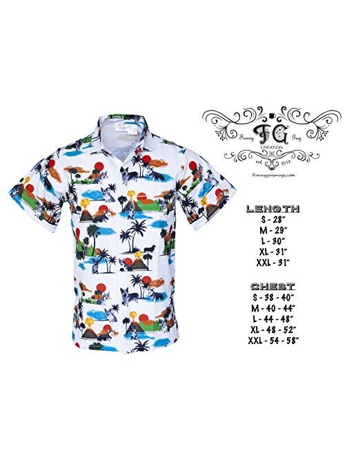 Funny Guy Mugs Mens Hawaiian Print Button Down Short Sleeve Shirt