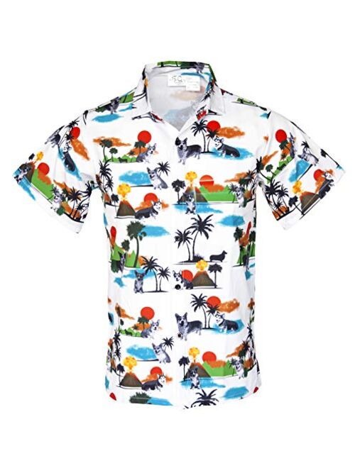 Funny Guy Mugs Mens Hawaiian Print Button Down Short Sleeve Shirt