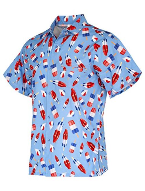 Funny Guy Mugs Mens Hawaiian Print Button Down Short Sleeve Shirt