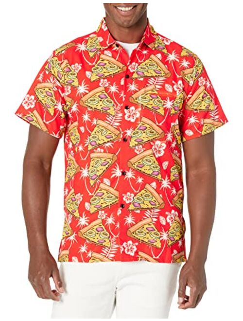 Funny Guy Mugs Mens Hawaiian Print Button Down Short Sleeve Shirt