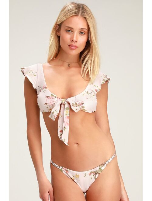 Power 2 the Flower Bianca Blush Floral Print Bikini Bottoms