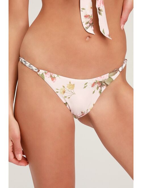 Power 2 the Flower Bianca Blush Floral Print Bikini Bottoms