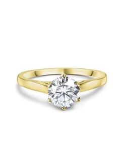 Buy Jewels 10k Solid Gold 6 Prong Round Moissanite Solitaire Engagement Ring for Women 1ct DEW G-H Color VVS1 Quality