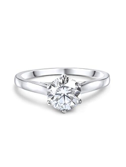 Buy Jewels 10k Solid Gold 6 Prong Round Moissanite Solitaire Engagement Ring for Women 1ct DEW G-H Color VVS1 Quality