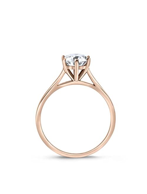 Buy Jewels 10k Solid Gold 6 Prong Round Moissanite Solitaire Engagement Ring for Women 1ct DEW G-H Color VVS1 Quality