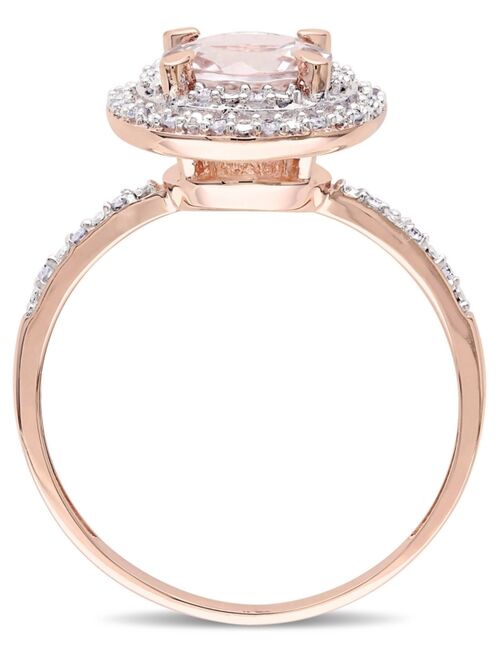 Macy's Morganite (1-1/6 ct. t.w.) & Diamond (1/10 ct. t.w.) Double Halo Ring in 10k Rose Gold