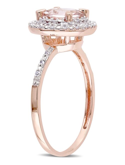 Macy's Morganite (1-1/6 ct. t.w.) & Diamond (1/10 ct. t.w.) Double Halo Ring in 10k Rose Gold