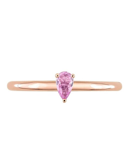 Stella Grace 10k Rose Gold Pear Shaped Pink Sapphire Stackable Ring