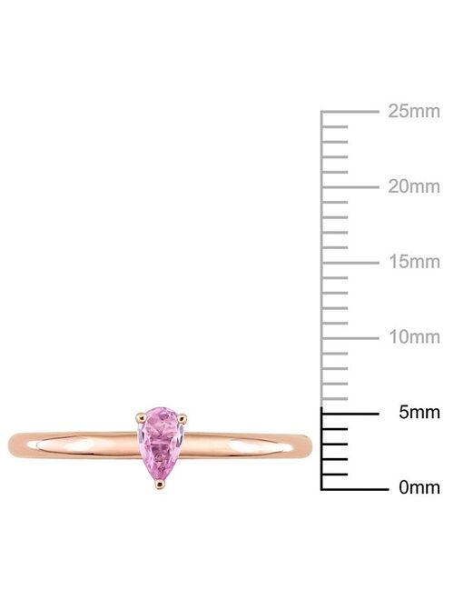 Stella Grace 10k Rose Gold Pear Shaped Pink Sapphire Stackable Ring