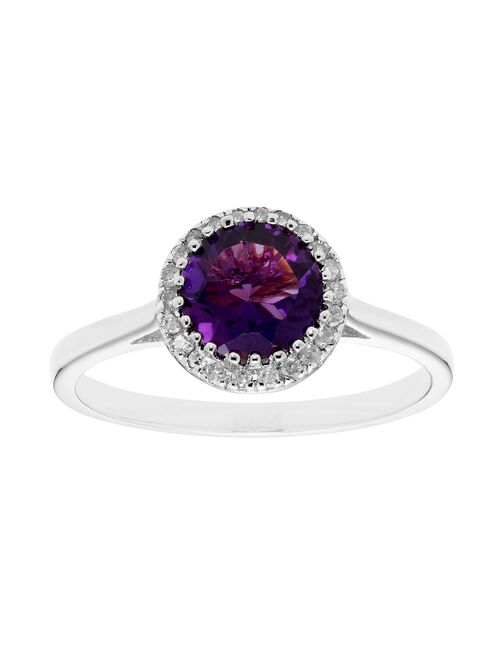 10K Gold & 1/10 Carat T.W. Diamond Amethyst Ring