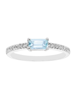 The Regal Collection 14k Gold 1/10 Carat T.W. Diamond & Aquamarine Ring