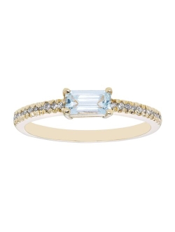 The Regal Collection 14k Gold 1/10 Carat T.W. Diamond & Aquamarine Ring