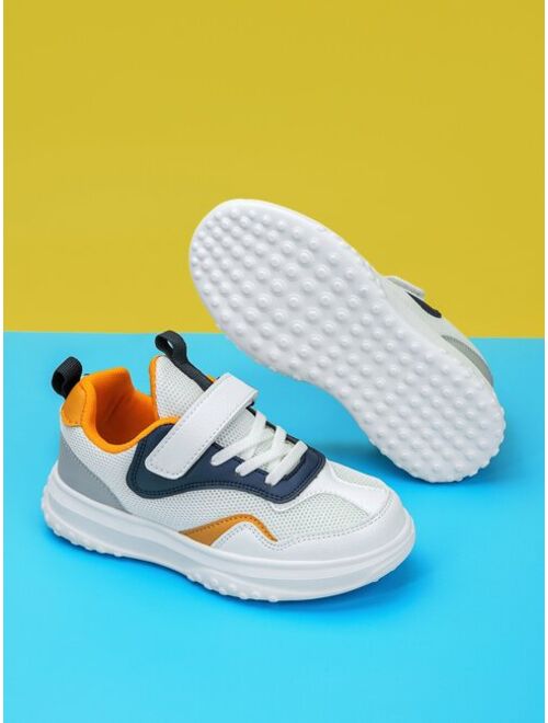 Xiemo Shoes Boys Hook-and-loop Fastener Color Block Skate Shoes Sporty Outdoor Sneakers
