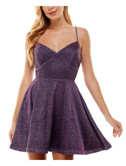 CITY STUDIOS Juniors' Lace-Up-Back Fit & Flare Homecoming Dress