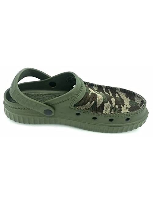 Shoes8teen Mens Camo Athletic Sports Clogs Slip-On with Adjustable Back Strap