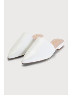 Lorene White Pointed-Toe Mules