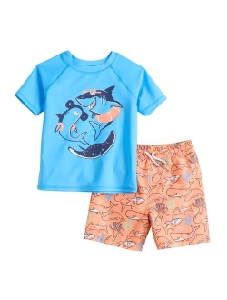 Toddler Boy Jumping Beans Rash Guard Top & Swim Trunks Set