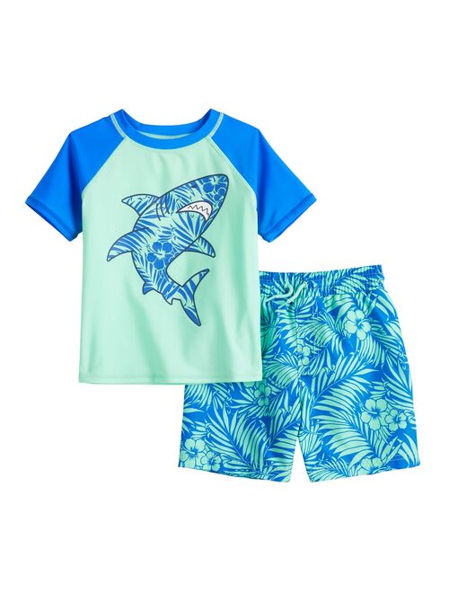 Toddler Boy Jumping Beans Rash Guard Top & Swim Trunks Set