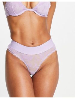 cowboy flocked high waisted thong in lilac
