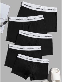 Men 5pcs Letter Tape Waist Boxer Brief