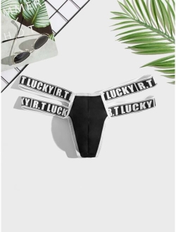 Men Letter Tape Waist Thong