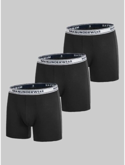 Men 3pcs Letter Tape Waist Boxer Brief