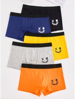 Men 5pcs Expression Print Boxer Brief