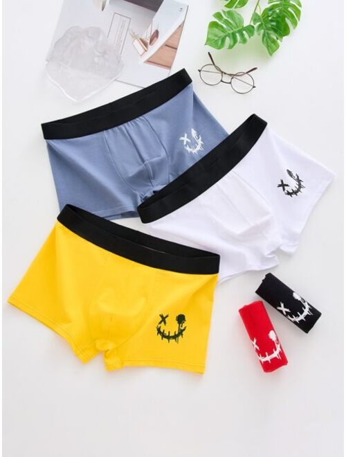 Shein Men 5pcs Expression Print Boxer Brief