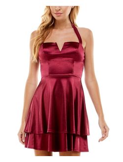 CITY STUDIOS Juniors' Halter-Neck Fit & Flare Skater Homecoming Dress