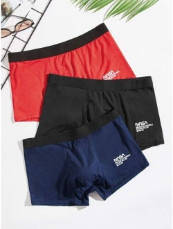 Men 3pcs Letter Graphic Boxer Brief