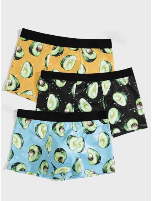 Shein Men 3pcs Avocado Print Boxer Brief