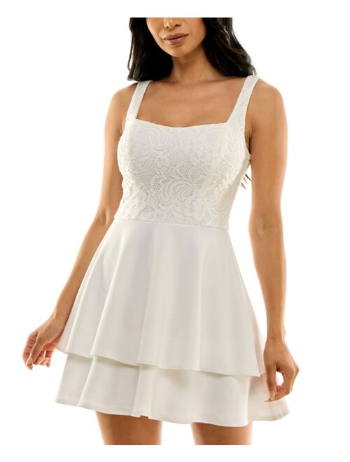 B Darlin Juniors' Lace-Bodice Sleeveless A-Line Homecoming Dress