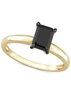 MACY'S Black Diamond Emerald-Cut Solitaire Engagement Ring (1 ct. t.w.) in 14k White or Yellow Gold