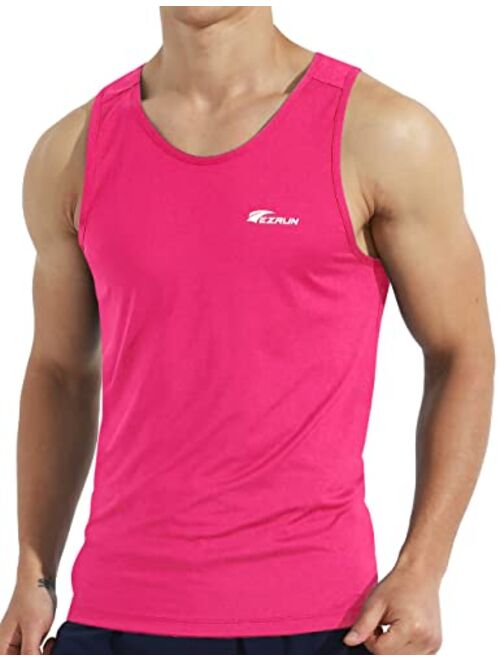 EZRUN Men's Quick Dry Sport Tank Top for Bodybuilding Gym Athletic Jogging Running,Fitness Training Workout Sleeveless Shirts