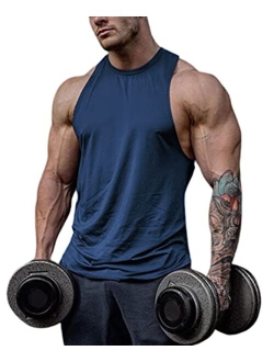 Esobo Men's Cotton Workout Tank Tops Dry Fit Gym Bodybuilding Training Fitness Sleeveless Muscle T Shirts