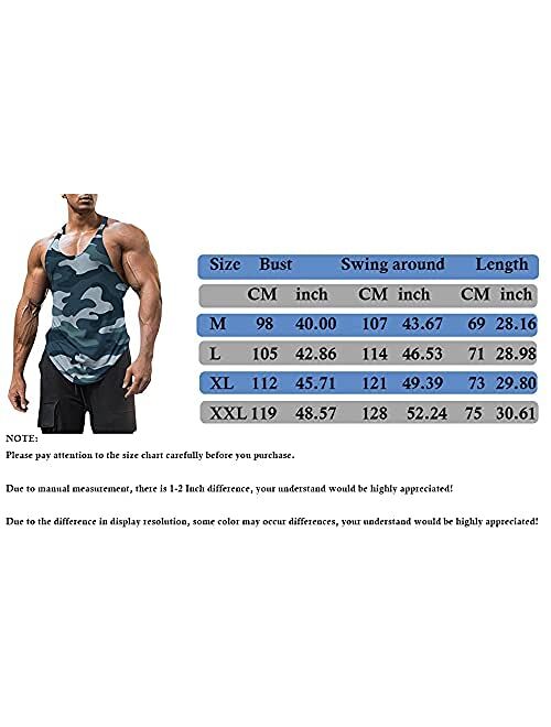 Esobo Men's Cotton Workout Tank Tops Dry Fit Gym Bodybuilding Training Fitness Sleeveless Muscle T Shirts