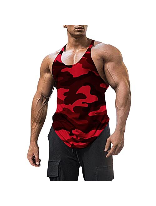 Esobo Men's Cotton Workout Tank Tops Dry Fit Gym Bodybuilding Training Fitness Sleeveless Muscle T Shirts