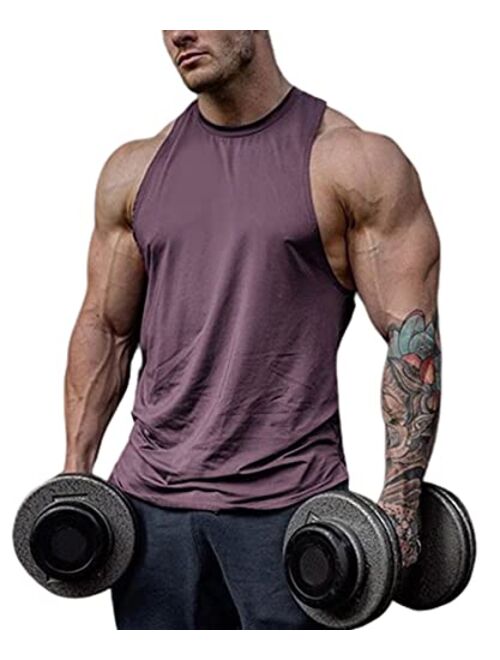 Esobo Men's Cotton Workout Tank Tops Dry Fit Gym Bodybuilding Training Fitness Sleeveless Muscle T Shirts