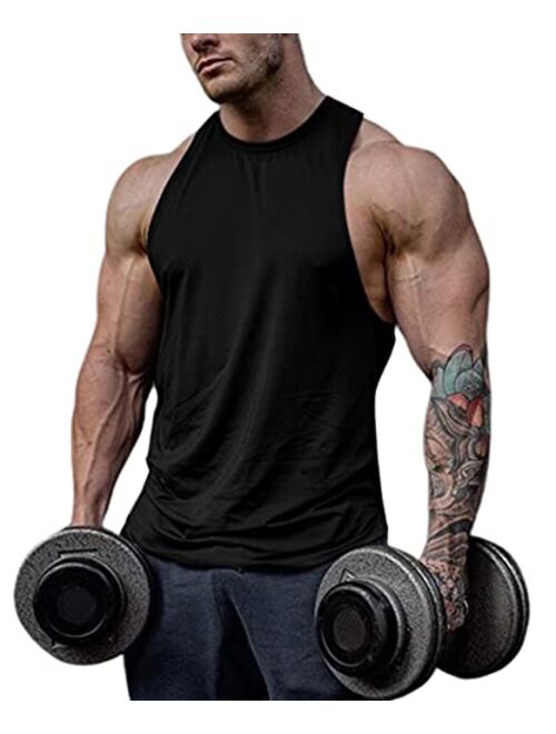 Esobo Men's Cotton Workout Tank Tops Dry Fit Gym Bodybuilding Training Fitness Sleeveless Muscle T Shirts