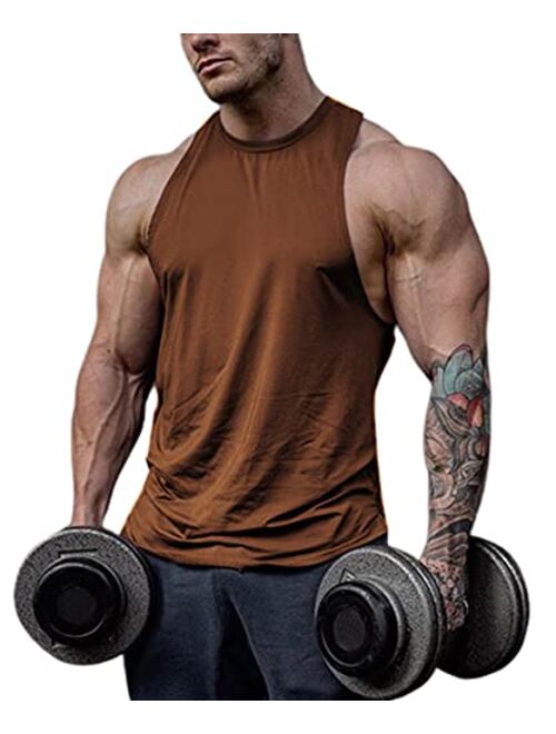 Esobo Men's Cotton Workout Tank Tops Dry Fit Gym Bodybuilding Training Fitness Sleeveless Muscle T Shirts