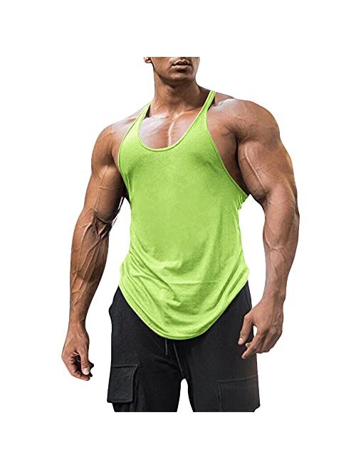 Esobo Men's Cotton Workout Tank Tops Dry Fit Gym Bodybuilding Training Fitness Sleeveless Muscle T Shirts