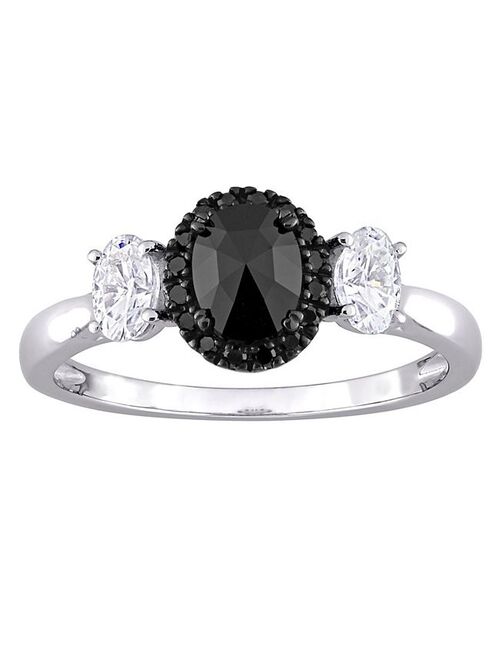 Stella Grace 10k White Gold 3/5 Carat T.W. Black & White Diamond & 3/8 Carat T.W. Lab-Created Moissanite Engagement Ring