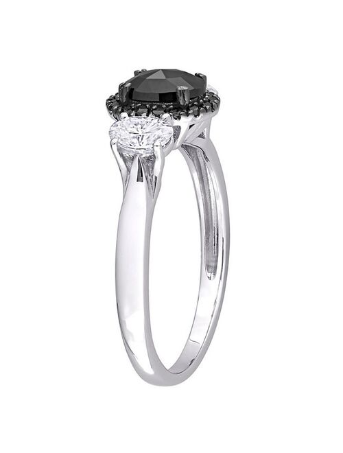 Stella Grace 10k White Gold 3/5 Carat T.W. Black & White Diamond & 3/8 Carat T.W. Lab-Created Moissanite Engagement Ring