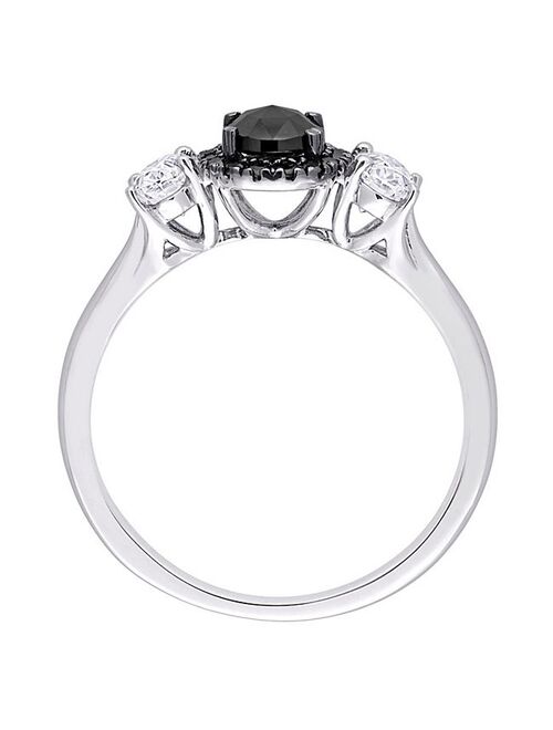 Stella Grace 10k White Gold 3/5 Carat T.W. Black & White Diamond & 3/8 Carat T.W. Lab-Created Moissanite Engagement Ring