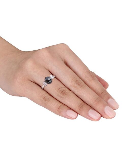 Stella Grace 10k White Gold 3/5 Carat T.W. Black & White Diamond & 3/8 Carat T.W. Lab-Created Moissanite Engagement Ring