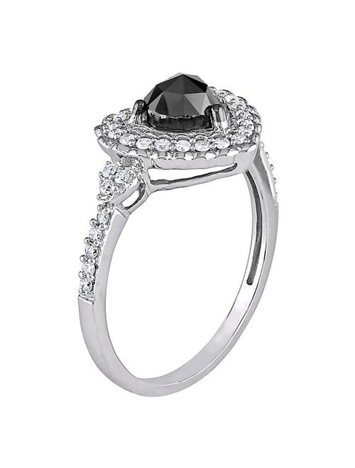 Stella Grace 10k White Gold 1 Carat T.W. Black & White Diamond Heart Engagement Ring