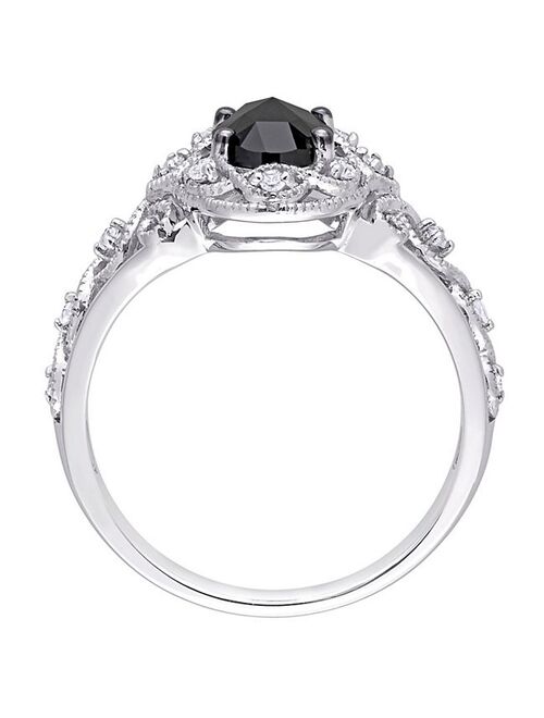 Stella Grace 10k White Gold 1 1/8 Carat T.W. Black & White Diamond Vintage Engagement Ring