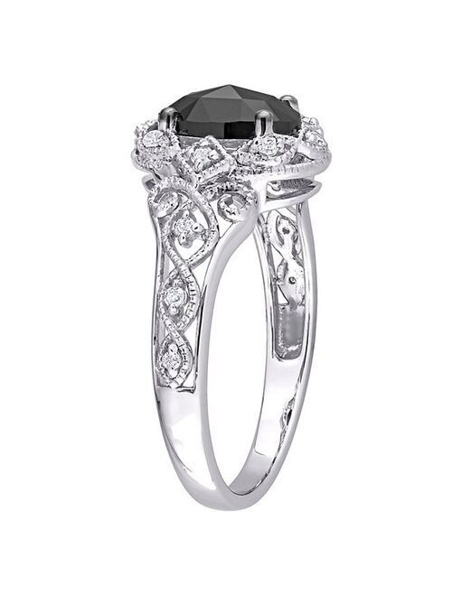 Stella Grace 10k White Gold 1 1/8 Carat T.W. Black & White Diamond Vintage Engagement Ring